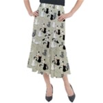 Cute Cat Seamless Pattern Midi Mermaid Skirt