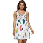 Vector Set Isolates With Cute Birds Scandinavian Style Ruffle Strap Babydoll Chiffon Dress
