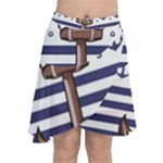 Anchor Background Design Chiffon Wrap Front Skirt