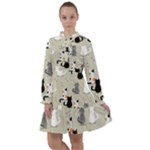 Cute Cat Seamless Pattern All Frills Chiffon Dress