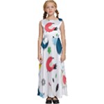 Vector Set Isolates With Cute Birds Scandinavian Style Kids  Satin Sleeveless Maxi Dress