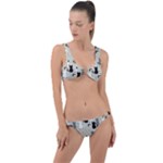 Cute Cat Seamless Pattern Ring Detail Crop Bikini Set