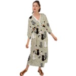 Cute Cat Seamless Pattern Grecian Style  Maxi Dress