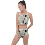 Cute Cat Seamless Pattern Summer Cropped Co-Ord Set