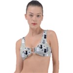 Cute Cat Seamless Pattern Ring Detail Bikini Top