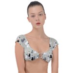 Cute Cat Seamless Pattern Cap Sleeve Ring Bikini Top