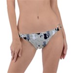 Cute Cat Seamless Pattern Ring Detail Bikini Bottoms
