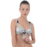 Cute Cat Seamless Pattern Front Tie Bikini Top