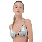 Cute Cat Seamless Pattern Knot Up Bikini Top