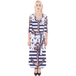 Anchor Background Design Quarter Sleeve Wrap Maxi Dress