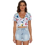 Vector Set Isolates With Cute Birds Scandinavian Style V-Neck Crop Top