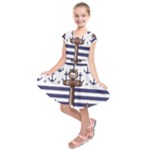 Anchor Background Design Kids  Short Sleeve Dress