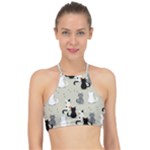 Cute Cat Seamless Pattern Halter Bikini Top
