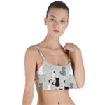 Cute Cat Seamless Pattern Layered Top Bikini Top 