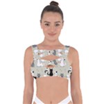 Cute Cat Seamless Pattern Bandaged Up Bikini Top