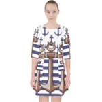 Anchor Background Design Quarter Sleeve Pocket Dress