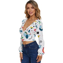 Long Sleeve Deep-V Velour Top 