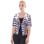 Anchor Background Design Cropped Button Cardigan