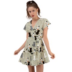 Flutter Sleeve Wrap Dress 