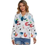Vector Set Isolates With Cute Birds Scandinavian Style Women s Long Sleeve Button Up Shirt