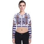 Anchor Background Design Long Sleeve Zip Up Bomber Jacket