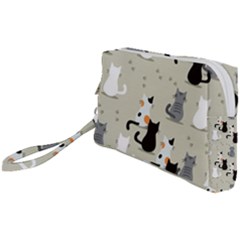 Cute Cat Seamless Pattern Wristlet Pouch Bag (Small) from ArtsNow.com