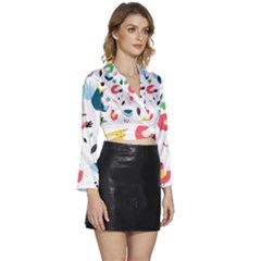 Long Sleeve Tie Back Satin Wrap Top 