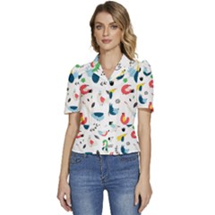 Puffed Short Sleeve Button Up Jacket 