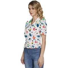Puffed Short Sleeve Button Up Jacket 