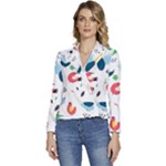 Vector Set Isolates With Cute Birds Scandinavian Style Women s Long Sleeve Revers Collar Cropped Jacket