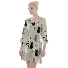 Open Neck Shift Dress 