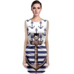 Anchor Background Design Sleeveless Velvet Midi Dress