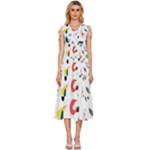 Vector Set Isolates With Cute Birds Scandinavian Style V-Neck Drawstring Shoulder Sleeveless Maxi Dress