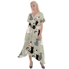 Cross Front Sharkbite Hem Maxi Dress 