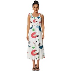 Tie-Strap Tiered Midi Chiffon Dress 