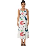 Vector Set Isolates With Cute Birds Scandinavian Style Tie-Strap Tiered Midi Chiffon Dress