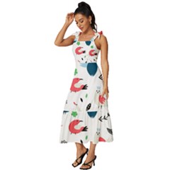 Tie-Strap Tiered Midi Chiffon Dress 