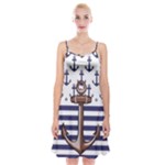 Anchor Background Design Spaghetti Strap Velvet Dress