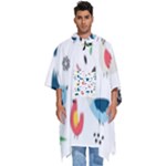 Vector Set Isolates With Cute Birds Scandinavian Style Men s Hooded Rain Ponchos