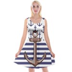 Anchor Background Design Reversible Velvet Sleeveless Dress