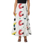 Vector Set Isolates With Cute Birds Scandinavian Style Tiered Ruffle Maxi Skirt