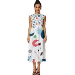 Vector Set Isolates With Cute Birds Scandinavian Style Sleeveless Round Neck Midi Dress