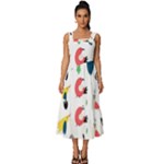 Vector Set Isolates With Cute Birds Scandinavian Style Square Neckline Tiered Midi Dress