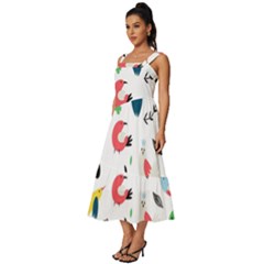 Square Neckline Tiered Midi Dress 