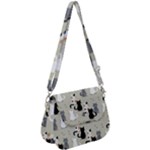 Cute Cat Seamless Pattern Saddle Handbag