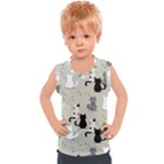 Cute Cat Seamless Pattern Kids  Sport Tank Top