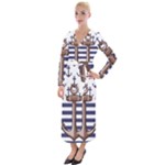 Anchor Background Design Velvet Maxi Wrap Dress