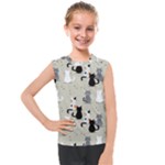 Cute Cat Seamless Pattern Kids  Mesh Tank Top