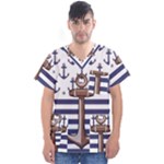Anchor Background Design Men s V-Neck Scrub Top