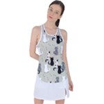 Cute Cat Seamless Pattern Racer Back Mesh Tank Top